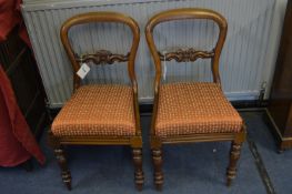 Pair of Balloon Back Mahogany Victorian Hall Chair