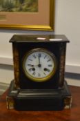 Black Slate Mantel Clock with Marble Detail