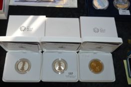 Three Royal Mint Royal Wedding Year 2011 Silver Pr
