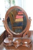 Victorian Oval Mahogany Dressing Table Mirror