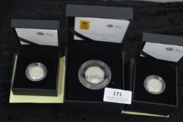 Three Royal Mint silver Proof Coins - Edinburgh Pi