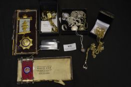 Tray Lot including Two RAOB Medals, 925 Sterling S