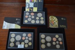 Three Royal Mint UK Proof Coin Set 2009, 2010 & 20