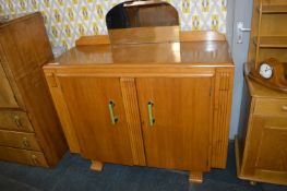 Light Oak Art Deco Sideboard with Green & Chrome B