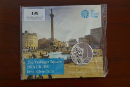 Trafalgar Square 2016 UK £100 Fine Silver Coin
