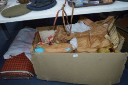 Large Box of Vintage Fabrics Plus Bolt of Tartan F