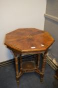 Mahogany Hexagonal Side Table on Turned Legs