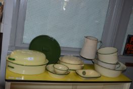 Cream and Green Enameled Ware