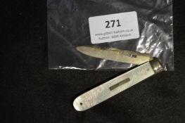 Mother of Pearl Handled Fruit Knife Hallmarked Sil