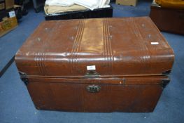 Tin Trunk Containing Assorted Vintage items