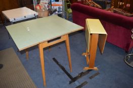 Two Formica Topped 1950s Drop Leaf Kitchen Tables