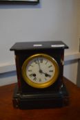 Black Slate Mantel Clock with Marble Detail