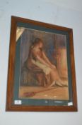 Oak Framed Watercolour by J. Isherwood 1922 Lady b
