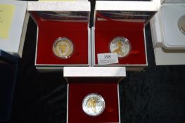 Rudolph the Red Nose Reindeer, Five Dollars Kiribati 925 Sterling Silver & Gold Plated Coins