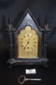 Gothic Mantel Clock with Key - Missing Glass