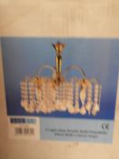 *Three Light Clear Acrylic Gold Chandelier