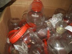 *110 Clear Plastic Containers with Red Lids