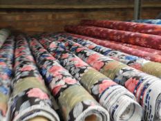 *25m Roll of Floral Design 100% Satin Fabric