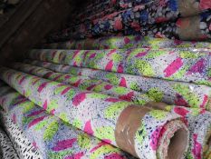 *25m Roll of Fluorescent Pink & Green Patterned Fa