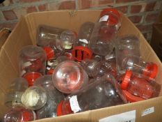 *50 Clear Plastic Containers with Red Lids