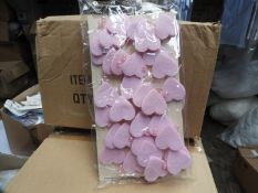 *48 Pink Heart & Beaded Decorations