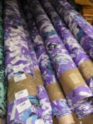 *25m Roll of Purple Patterned Fabric