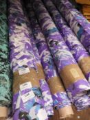 *25m Roll of Purple Patterned Fabric