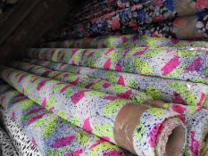 *25m Roll of Fluorescent Pink & Green Patterned Fa