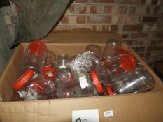 *80 Clear Plastic Containers with Red Lids