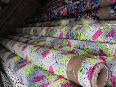*25m Roll of Fluorescent Pink & Green Patterned Fa