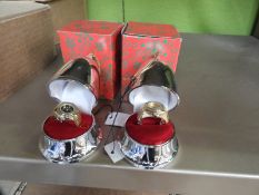 *Box of 10 Festive Silver Baubles Containing Ring Watches