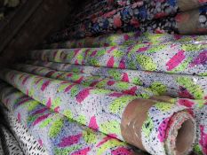 *25m Roll of Fluorescent Pink & Green Patterned Fa