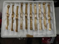 *Tray of 10 Yellow Metal Ladies Fashion Watches