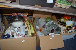 Three Large Boxes of Pottery, Glassware, and House