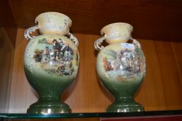 Pair of Ornamental Urns with Agricultural Scenes