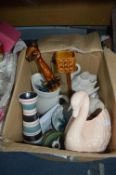 Box of Pottery Swans, etc.