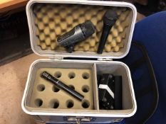*Flight Case Containing Sennheiser E602, QTX, Shure Microphones etc