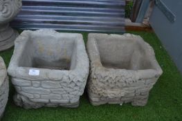 Pair of Garden Planters in the Form of Dry Stone W