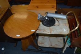 Circular Side Table, Tea Trolley, Lamp, Magazine R