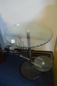 Chrome Glass Topped Occasional Table on Marble Bas