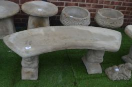 Reconstituted Limestone Garden Bench Semi-Circular