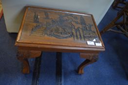 Eastern Style Glass Topped Occasional Table