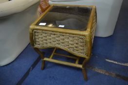 Small Bamboo Side Table with Smoked Glass Top