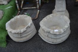 Two Garden Planters in the Form of Sacks