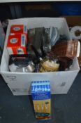 Box of Boxed Vintage Household Utensils, etc.
