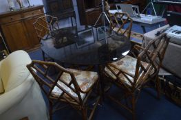 Bamboo Dining Table with Smoked Glass Top and Four