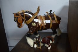 Pottery Shire Horse by Livery and One Other