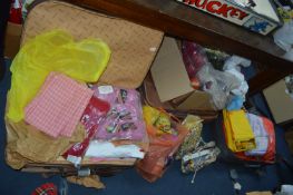 Three Cases and a Box of Fabric, Wool, etc.