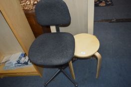 Small Bentwood Stool and an Office Chair