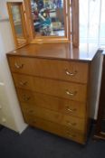 Teak 1970's Five Drawer Bedroom Chest